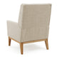 Weli Accent Chair | Beige Fabric Padded Seat | Light Brown Legs