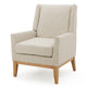 Weli Accent Chair | Beige Fabric Padded Seat | Light Brown Legs