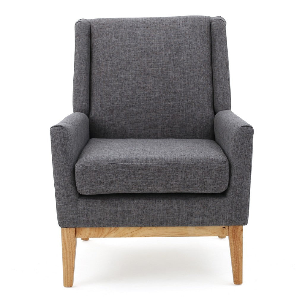 Weli Accent Sofa Chair | Gray Fabric Padded Seat | Light Brown Legs