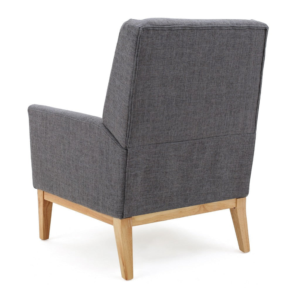 Weli Accent Sofa Chair | Gray Fabric Padded Seat | Light Brown Legs