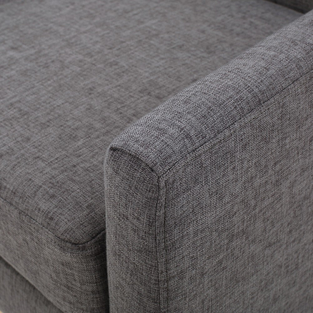 Weli Accent Sofa Chair | Gray Fabric Padded Seat | Light Brown Legs