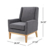 Weli Accent Sofa Chair | Gray Fabric Padded Seat | Light Brown Legs
