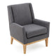 Weli Accent Sofa Chair | Gray Fabric Padded Seat | Light Brown Legs