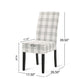 Cini Dining Side Chair Set of 2 | Gray Plaid Fabric | Black Wood Legs
