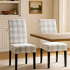 Cini Dining Side Chair Set of 2 | Gray Plaid Fabric | Black Wood Legs