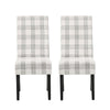 Cini Dining Side Chair Set of 2 | Gray Plaid Fabric | Black Wood Legs