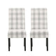 Cini Dining Side Chair Set of 2 | Gray Plaid Fabric | Black Wood Legs