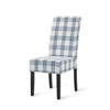 Cini Dining Side Chair Set of 2 | Blue Cream Fabric | Black Wood Legs