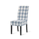 Cini Dining Side Chair Set of 2 | Blue Cream Fabric | Black Wood Legs