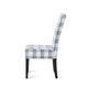 Cini Dining Side Chair Set of 2 | Blue Cream Fabric | Black Wood Legs