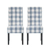 Cini Dining Side Chair Set of 2 | Blue Cream Fabric | Black Wood Legs