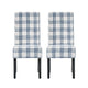 Cini Dining Side Chair Set of 2 | Blue Cream Fabric | Black Wood Legs
