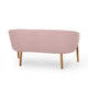 Fery Loveseat | Blush Pink Fabric Channel Stitched Back | Brown 55’’