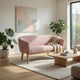Fery Loveseat | Blush Pink Fabric Channel Stitched Back | Brown 55"