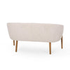 Fery Loveseat | Beige Fabric Channel Stitched Back | Brown Wood 55"