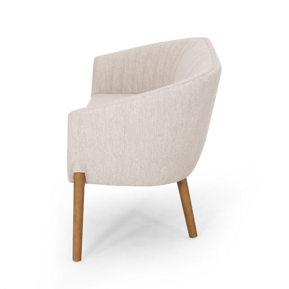Fery Loveseat | Beige Fabric Channel Stitched Back | Brown Wood 55’’ BM335405