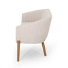 Fery Loveseat | Beige Fabric Channel Stitched Back | Brown Wood 55"