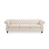 Nisy 3 Seater Sofa | Chesterfield Beige Fabric Tufted Back | 85’’ BM335406