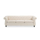 Nisy 3 Seater Sofa | Chesterfield Beige Fabric Tufted Back | 85’’ BM335406