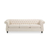 Nisy 3 Seater Sofa | Chesterfield Beige Fabric Tufted Back | 85"