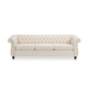 Nisy 3 Seater Sofa | Chesterfield Beige Fabric Tufted Back | 85"