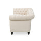 Nisy 3 Seater Sofa | Chesterfield Beige Fabric Tufted Back | 85"