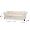 Nisy 3 Seater Sofa | Chesterfield Beige Fabric Tufted Back | 85"