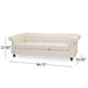 Nisy 3 Seater Sofa | Chesterfield Beige Fabric Tufted Back | 85"