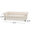 Nisy 3 Seater Sofa | Chesterfield Beige Fabric Tufted Back | 85’’ BM335406