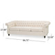Nisy 3 Seater Sofa | Chesterfield Beige Fabric Tufted Back | 85’’ BM335406