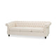 Nisy 3 Seater Sofa | Chesterfield Beige Fabric Tufted Back | 85"