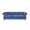Nisy 3 Seater Sofa | Chesterfield Dark Blue Velvet Tufted Back | 85’’ BM335407