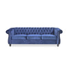 Nisy 3 Seater Sofa | Chesterfield Dark Blue Velvet Tufted Back | 85"