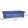 Nisy 3 Seater Sofa | Chesterfield Dark Blue Velvet Tufted Back | 85"