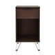 Livy Nightstand | 1 Drawer | Black Iron Legs | Walnut Brown | 27"