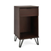 Livy Nightstand | 1 Drawer | Black Iron Legs | Walnut Brown | 27’’ BM335409
