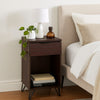 Livy Nightstand | 1 Drawer | Black Iron Legs | Walnut Brown | 27"