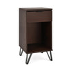 Livy Nightstand | 1 Drawer | Black Iron Legs | Walnut Brown | 27"