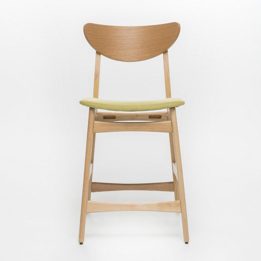 Zily Counter Height Chairs Set of 2 | Green Seat | Natural Brown Wood