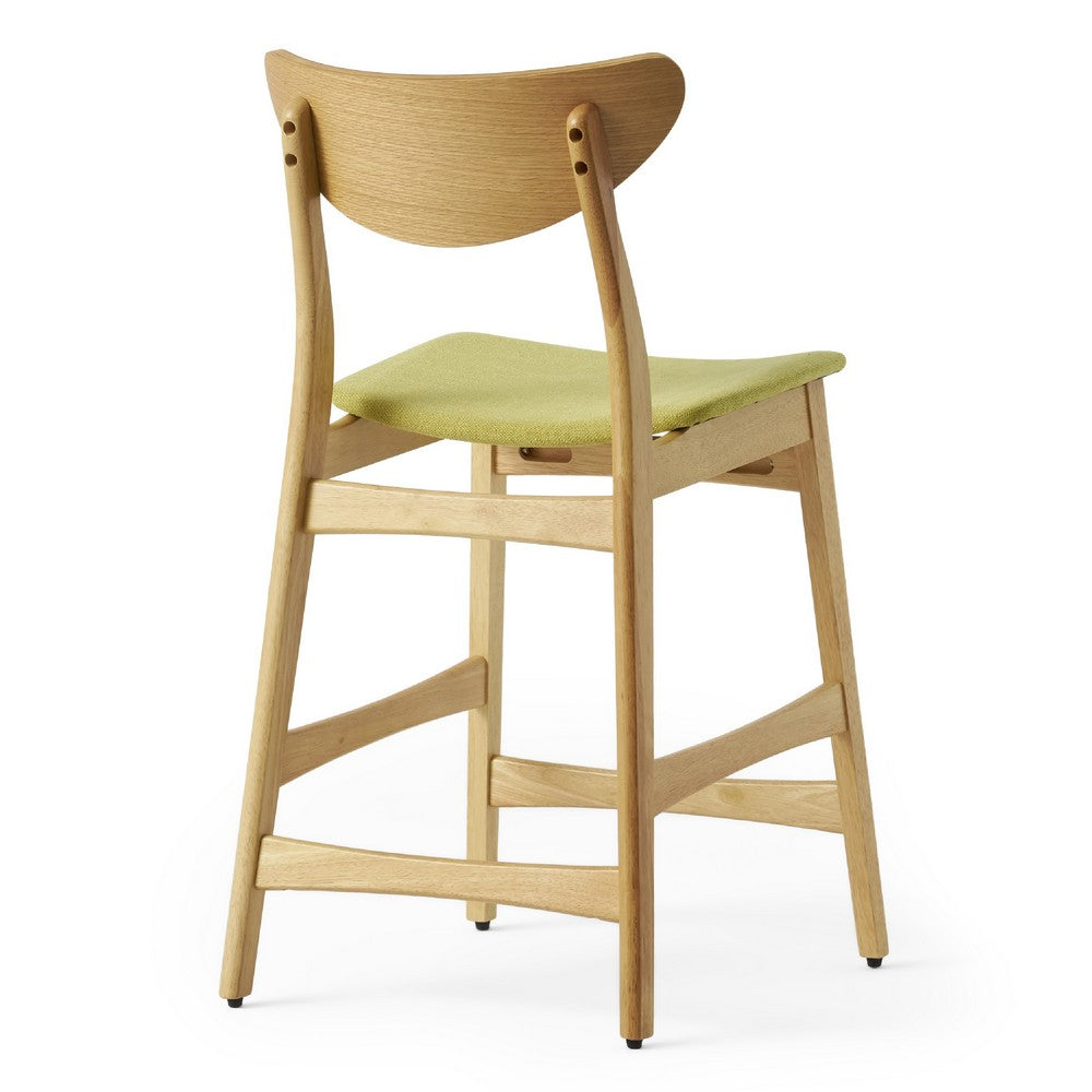 Zily Counter Height Chairs Set of 2 | Green Seat | Natural Brown Wood