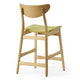 Zily Counter Height Chairs Set of 2 | Green Seat | Natural Brown Wood