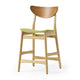 Zily Counter Height Chairs Set of 2 | Green Seat | Natural Brown Wood