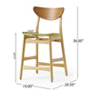 Zily Counter Height Chairs Set of 2 | Green Seat | Natural Brown Wood