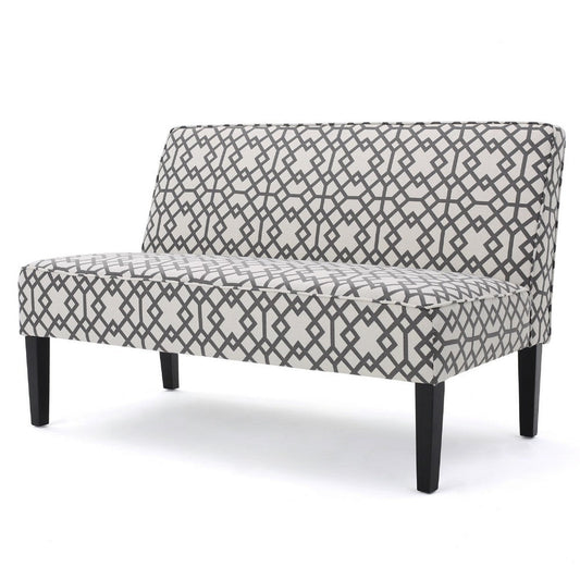 Xen Loveseat | Uniuque Gray and White Pattern Polyester | 50"