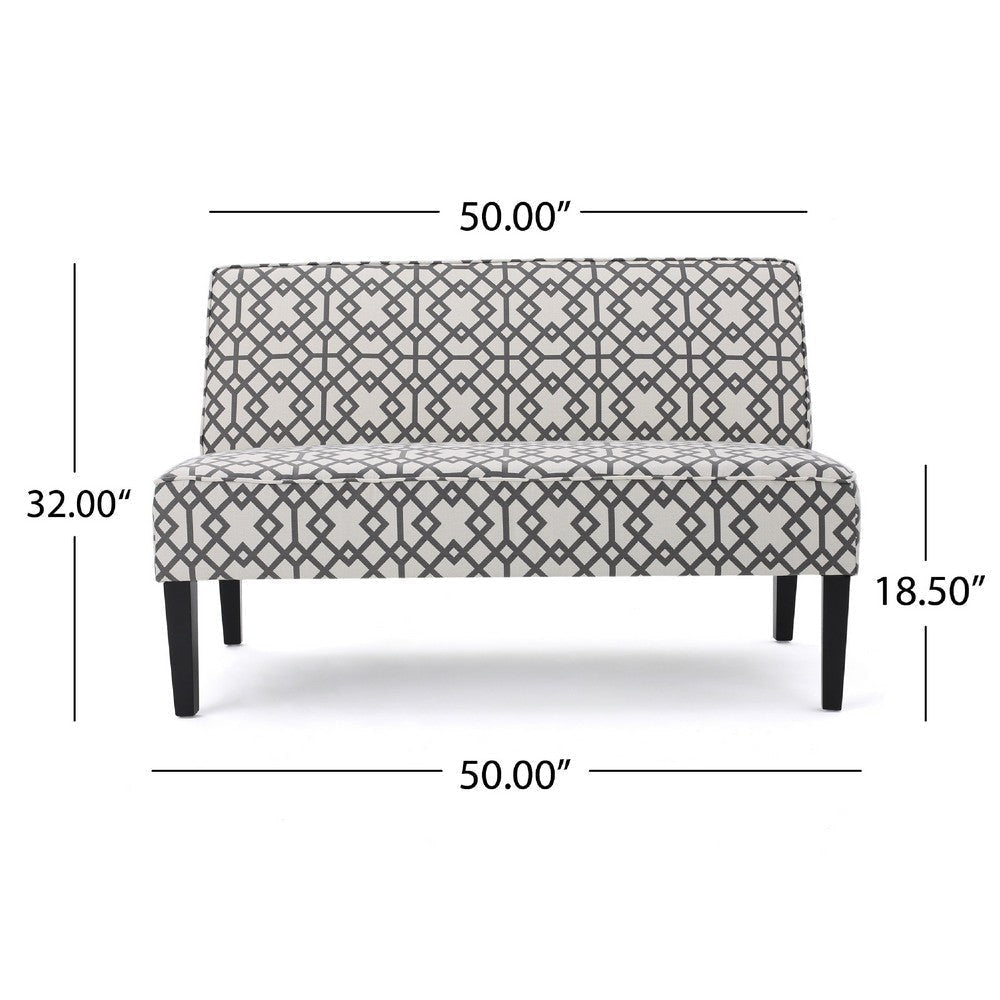 Xen Loveseat | Uniuque Gray and White Pattern Polyester | 50’’ BM335411