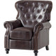 Kir Manual Recliner Chair | Classic Tufted Dark Brown Faux Leather