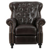 Kir Manual Recliner Chair | Classic Tufted Dark Brown Faux Leather