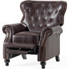 Kir Manual Recliner Chair | Classic Tufted Dark Brown Faux Leather