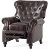 Kir Manual Recliner Chair | Classic Tufted Dark Brown Faux Leather BM335412