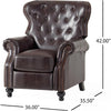 Kir Manual Recliner Chair | Classic Tufted Dark Brown Faux Leather